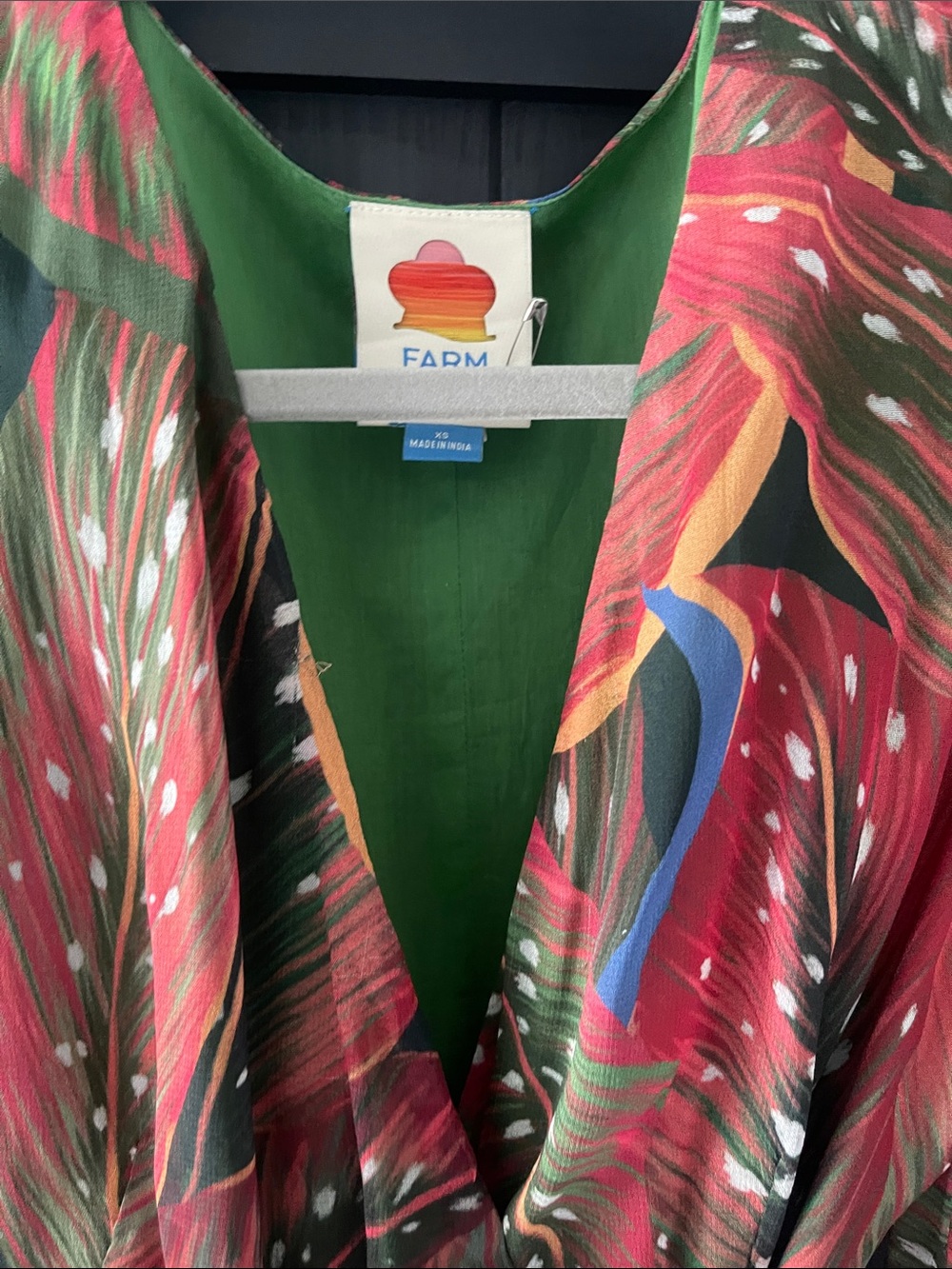 Farm Rio Wrap Dress in Multicolor Leaf Print - Picture 3 of 3